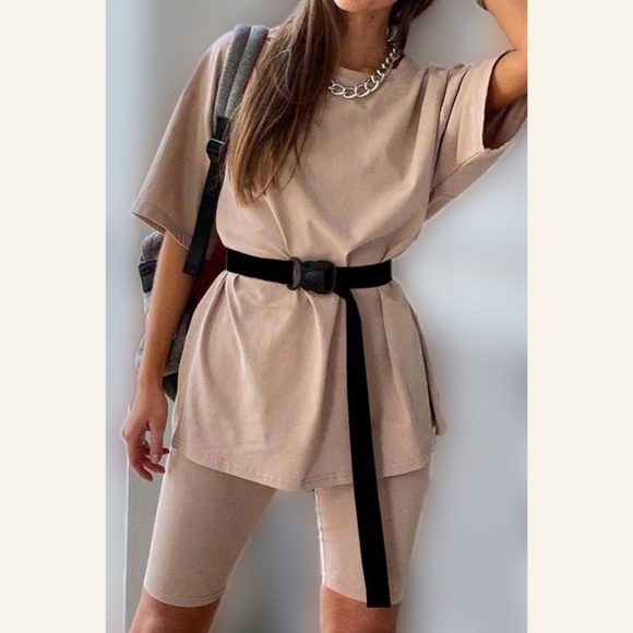 Khaki Leisure Set w/ Belt - Picture 1 of 4
